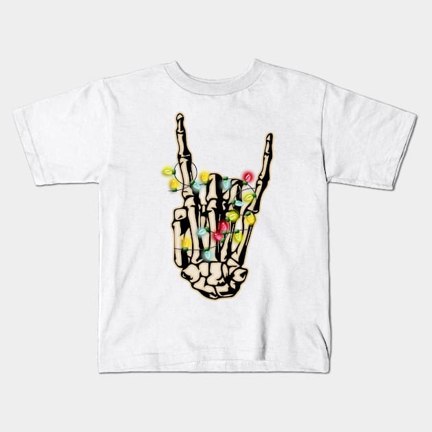 Christmas Skeleton Light Kids T-Shirt by Bam-the-25th